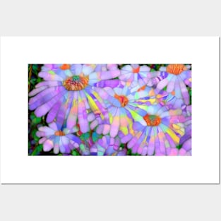 Purple daisy flowers Posters and Art